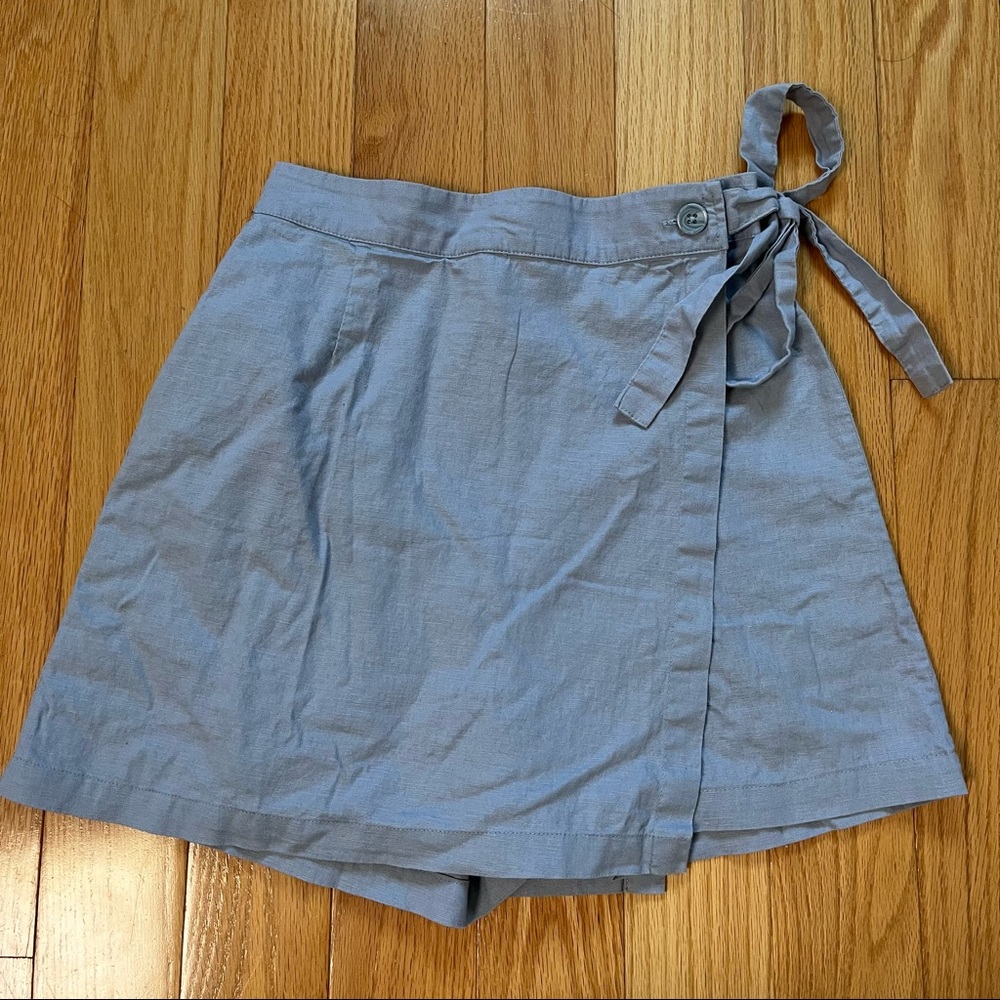 periwinkle wrap mini skirt